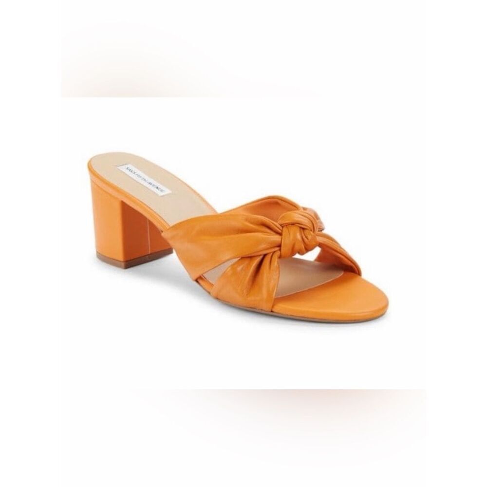 Saks Fifth Avenue Victoria Knotted Leather Orange Sandals NEW SIZE 10